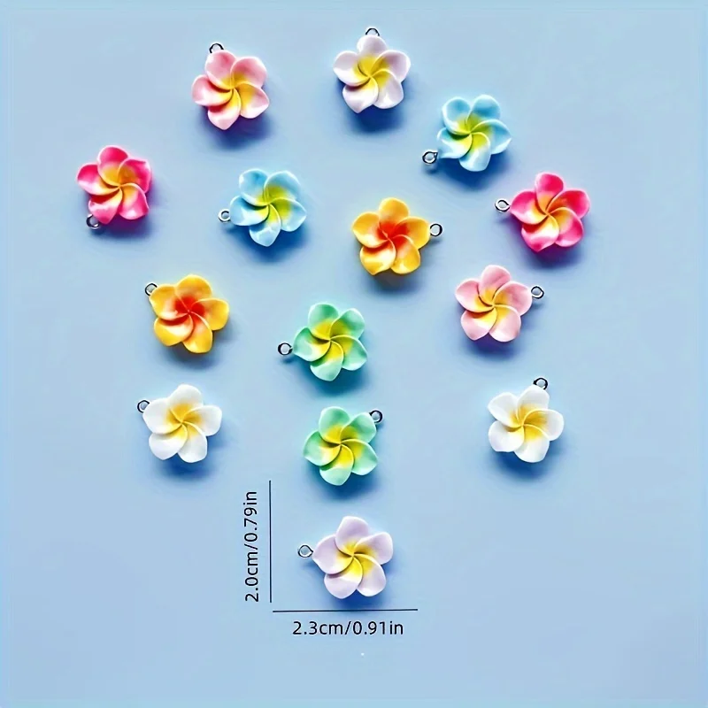 10pcs egg flower resin jewelry pendant with five petals of small flowers, summer style colorful resin flower pendant