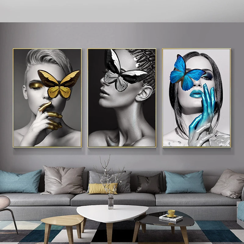 

3pcs/Set Fashionable Abstract Painted Women Canvas Poster Wall Art Pictures, Paintings, Modern Nordic Interior Home Decoration