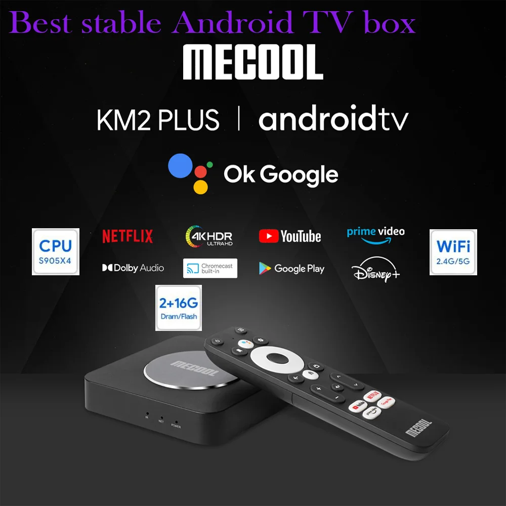 [Oryginalny] Najlepszy telewizor z systemem Android11 Mecool KM2 Plus S905X4 Smart 4K dla Netflix 2G 16GB Dolby Atmos USB3.0 100M LAN Home Media