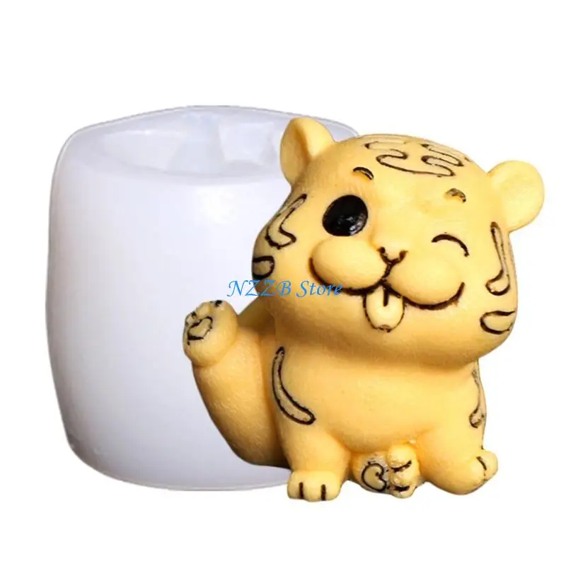 T21F لطيف ثلاثية الأبعاد الحيوان النمر شكل قوالب زخارف مكتب قوالب صنع قالب حلية الصابون Crafts بها بنفسك الحرف ديكورات المنزل #2