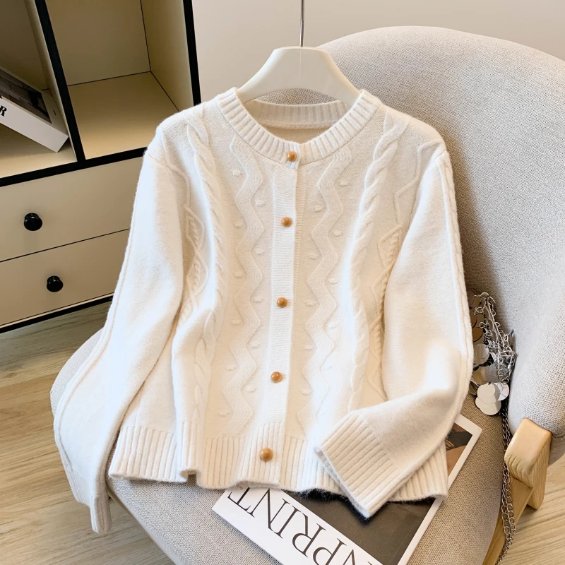 

High Waist ort Knitted Cardigan Women's Faion Outerwear Early Autumn Sweater Jaet 2025 New Sle Spring Autumn Wear