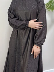 Eid Floral Print Muslim Abaya Dress Women Ramadan Satin Party Dresses Dubai Arab Moroccon Kaftan Gown Robe Vestido Caftan 2025