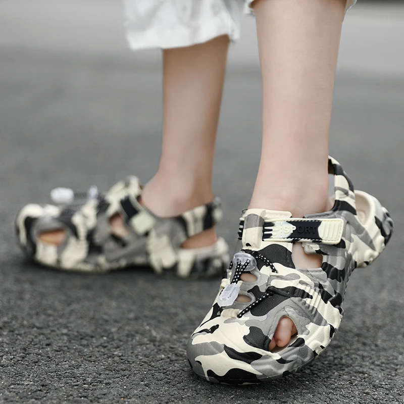 YISHEN Girls Sandals Kids Shoes Summer Camouflage Closed Toe Beach Shoes For Kids EVA Cartoon Sandalias Infantiles Sandals Boys