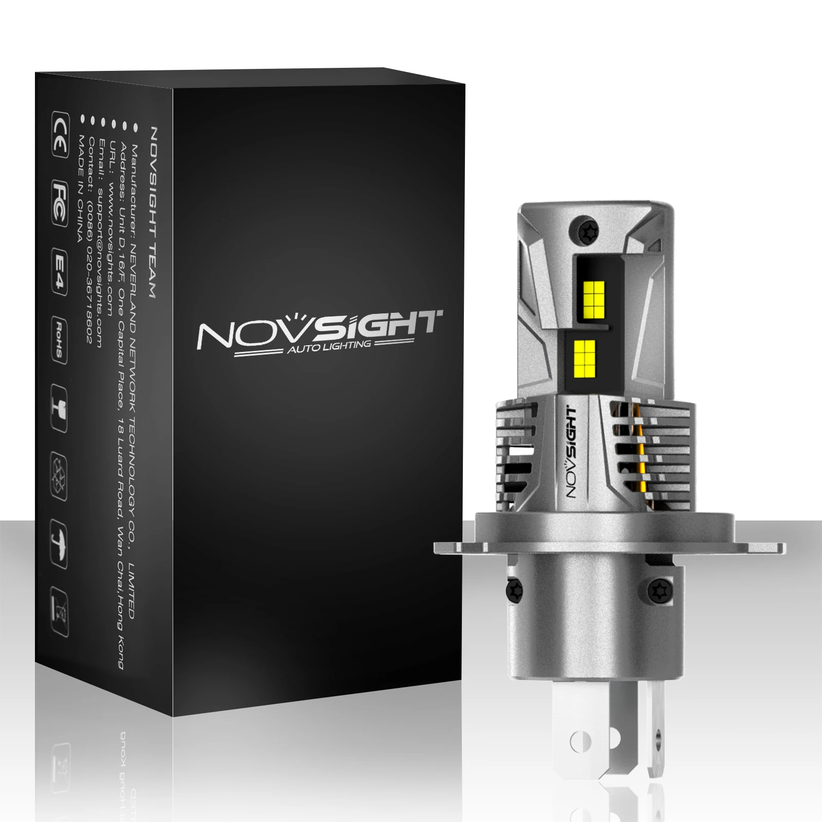 Novsight Newest N62 H4 LED Motorcycle Light 6000K Super Bright 50W 11000LM High/Low Beam Mini LED Headlight Plug&Play IP68 1 PC