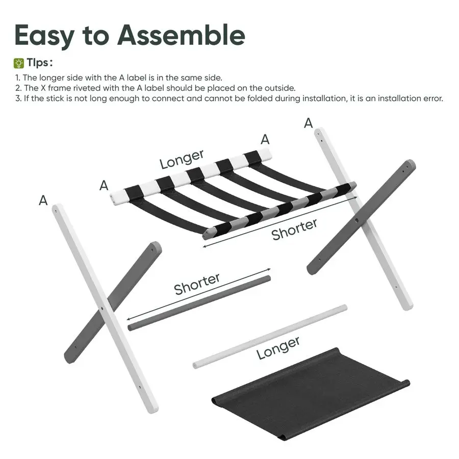 

Комплект багажной полки, складной багажник для гостевой комнаты, белая бамбуковая подставка для чемодана вмещает до 131 фунтов, подставка для багажа с Stora