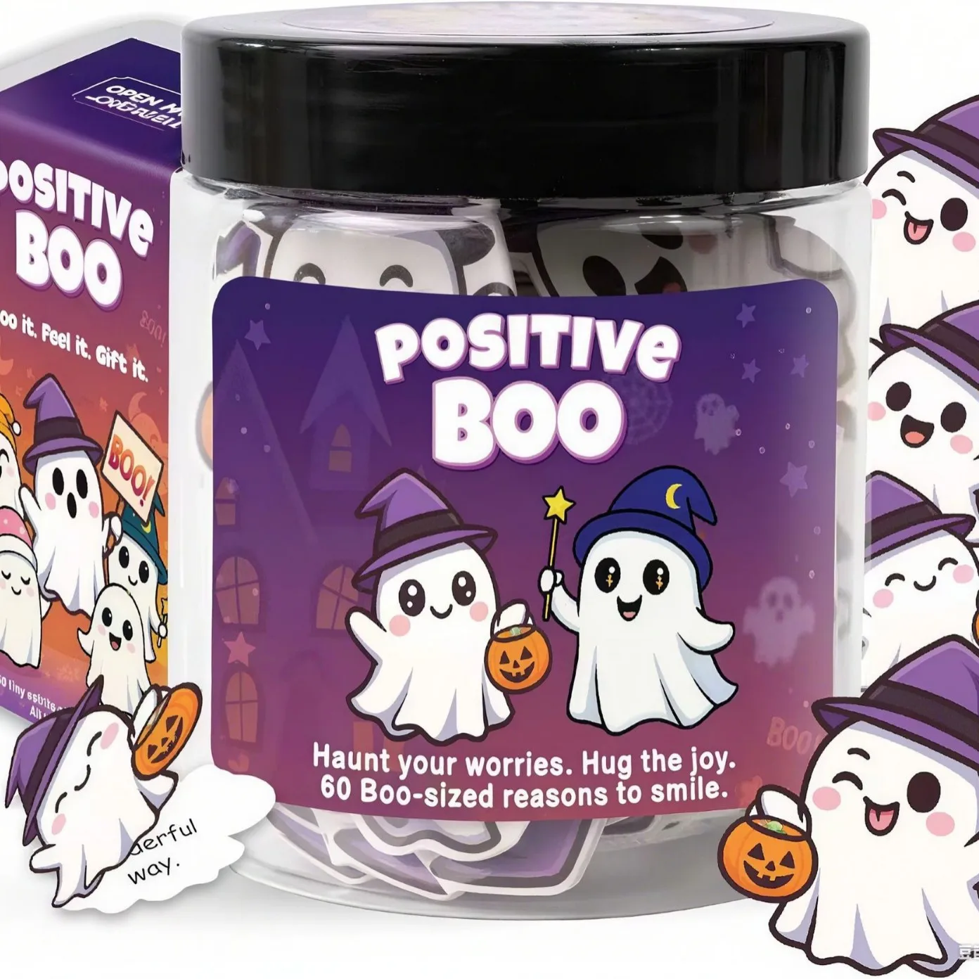 

Бутылка с позитивными призраками, эмоциональные карточки, подарки для корзинок, призраки для эмоциональной поддержки, праздничный подарок для женщин и подростков