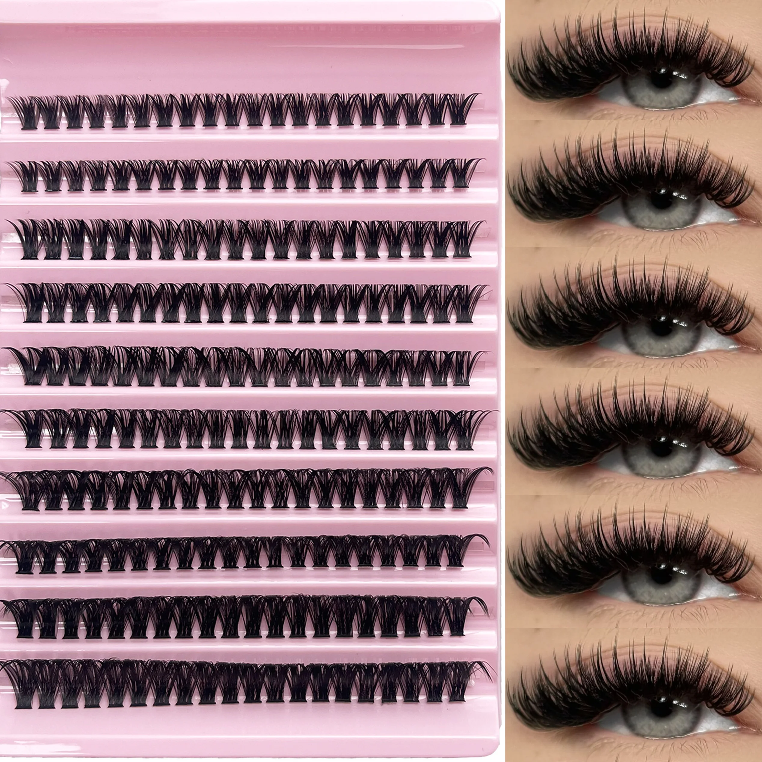 200 пучков 60D отдельных ресниц пучки 8-16 мм смешанный лоток натуральный объем для наращивания ресниц DIY ресницы пучки инструменты для макияжа