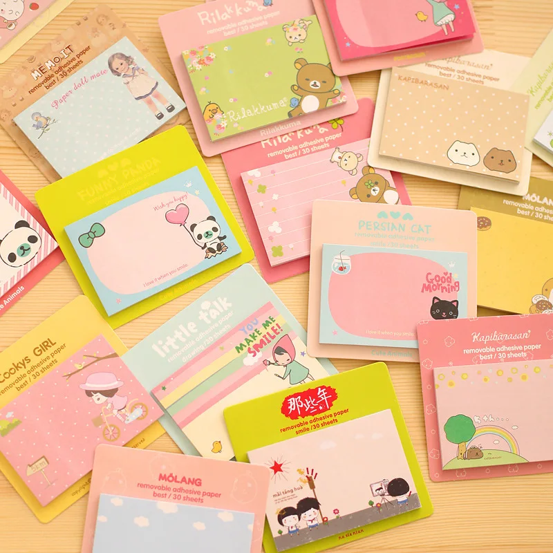 50 Pcs Cute Korean Stationery Sticker Cartoon Creative Notebook  Sticky Notes  Memo Pad  Kawaii Stickers