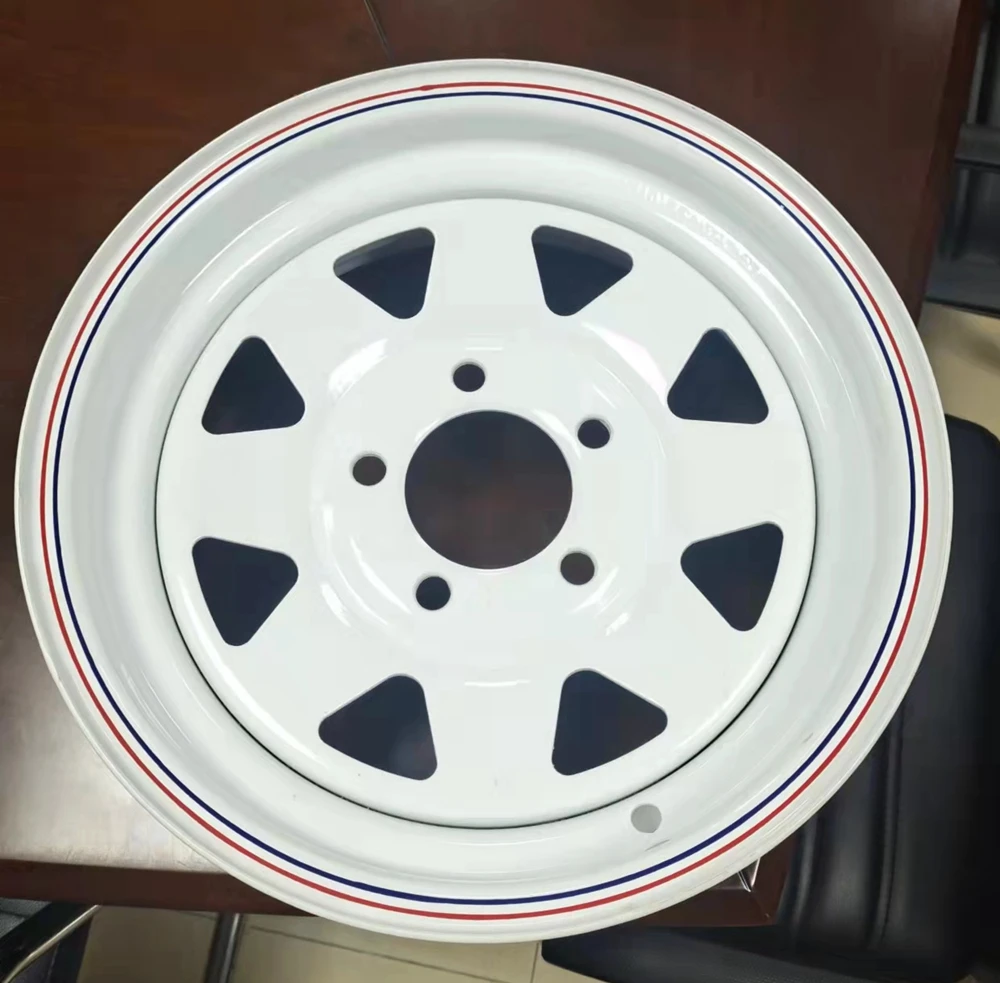 [Hot ]China Factory  DOT Certificate 13 14 15 Inch 8 Spoke 4/5 Hole 13x4.5 5x114.3 6*139.7 Steel Trailer Wheel 2200 LBS