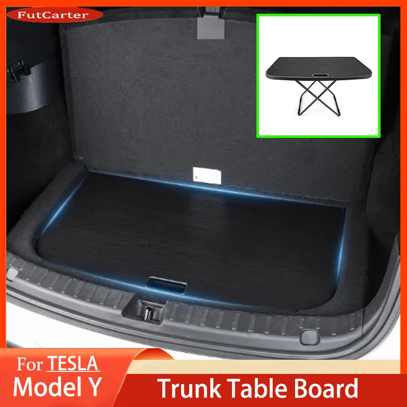 For Tesla Model Y 2021-2024 Table Desk Travel Folding Table Trunk Table Board Travel Accessories Trunk Accessories