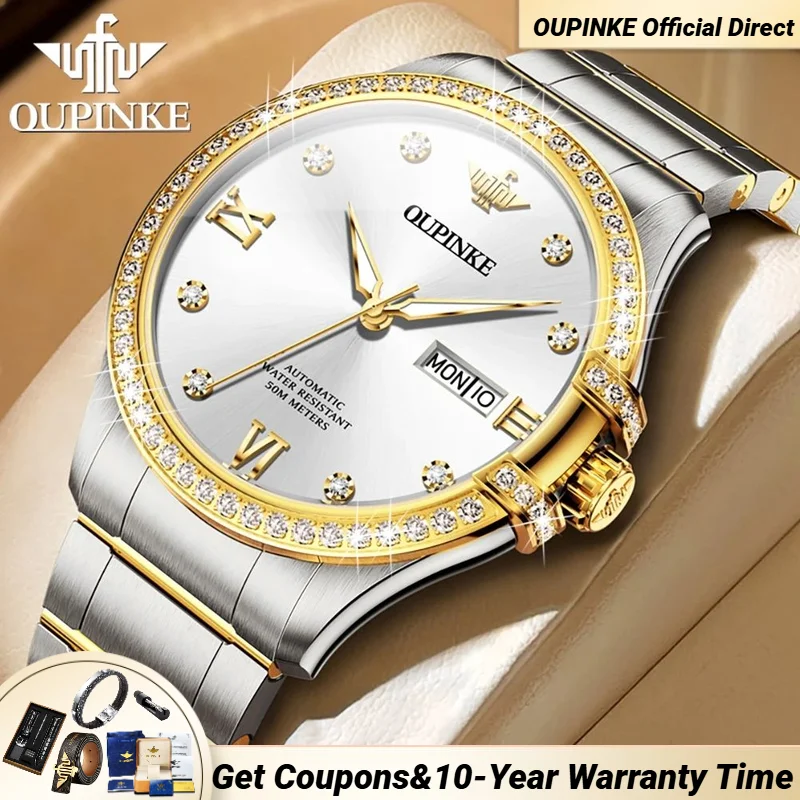

OUPINKE 3195 Original TOP Brand Automatic Watch for Men High end Dress Diamond Mechanical Wrist watch for Man NEW