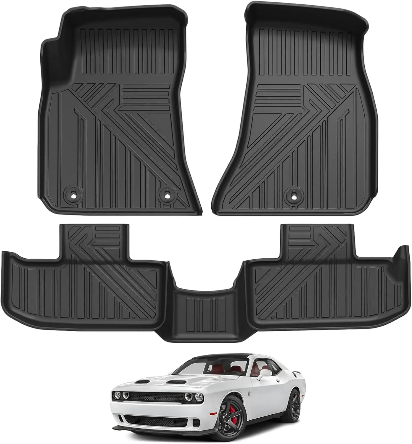 

Коврики Falafa для Dodge Challenger RWD 2016-2023, всепогодные, из TPE-резины, противоскользящие, для 1-го и 2-го рядов сидений