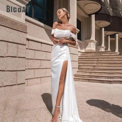 Modern Off The Shoulder Mermaid Wedding Dress Pleat Sequin High Side Split Lace-up Bridal Gown Vestidos De Noiva Customized