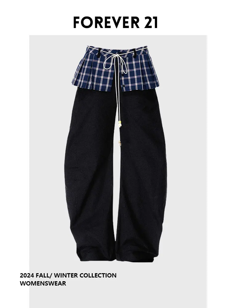 forever-2-ballet-sle-patchwork-skirt-hem-fake-two-piece-knife-pants-meat-concealing-slimming-long-pants-summer-wear