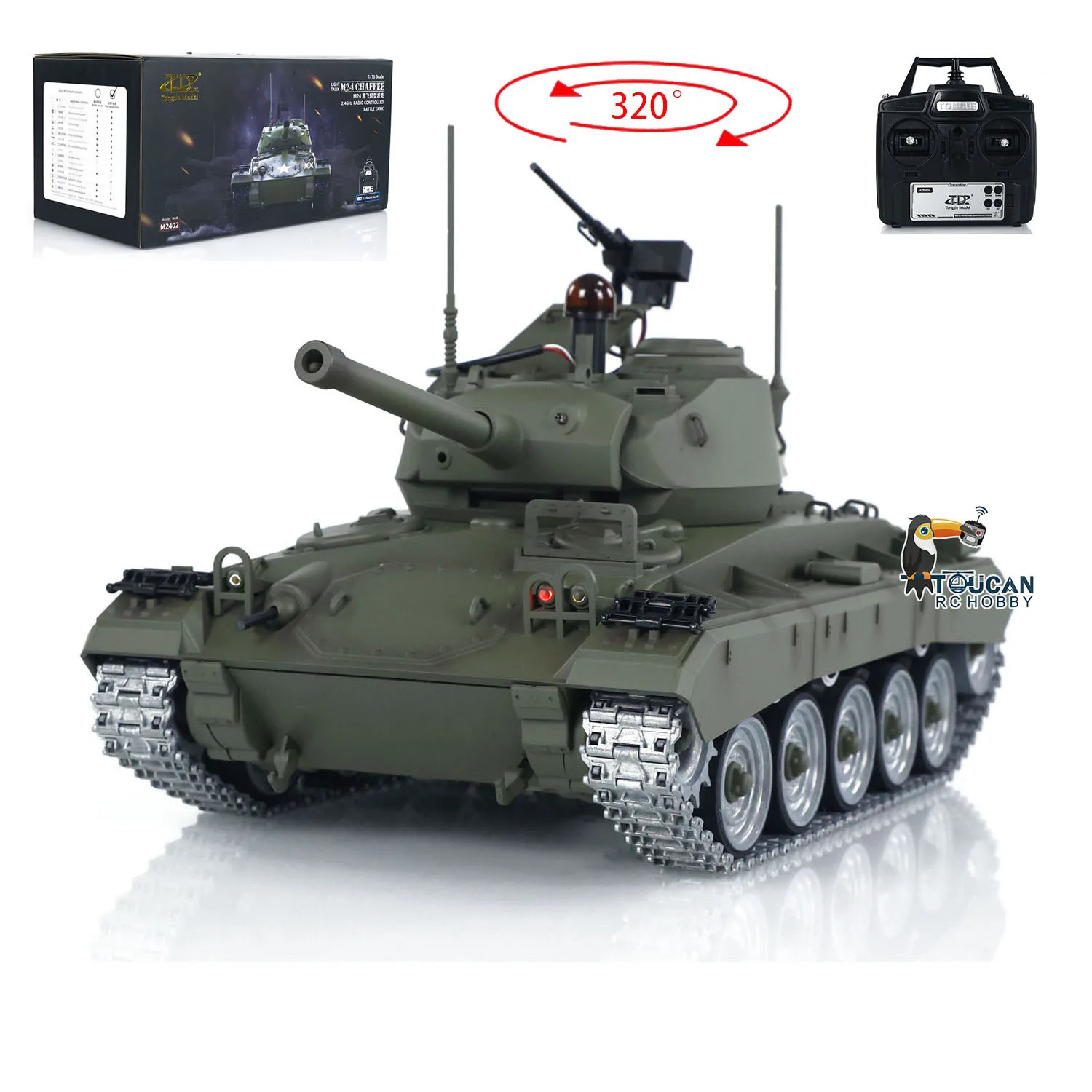 New Tongde M24 Chaffee 1/16 RC Light Tank Infrared Combating System Upgraded Wheels Radio Control Panzer Vehicle for Boy TH24485