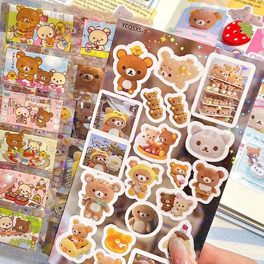 Rilakkuma art paper Flash film Cutting film Stickers Paper ID Photo Stickers Water cup trunk decorate Hand account diy decorate
