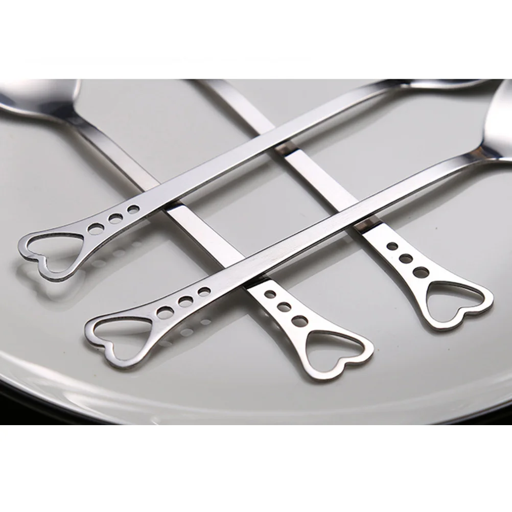

10pcs Heart Shape Spoons Stainless Steel Stirring Spoons For Coffee Tea Dessert Scoop Cake Kitchen Tableware Rust Proof