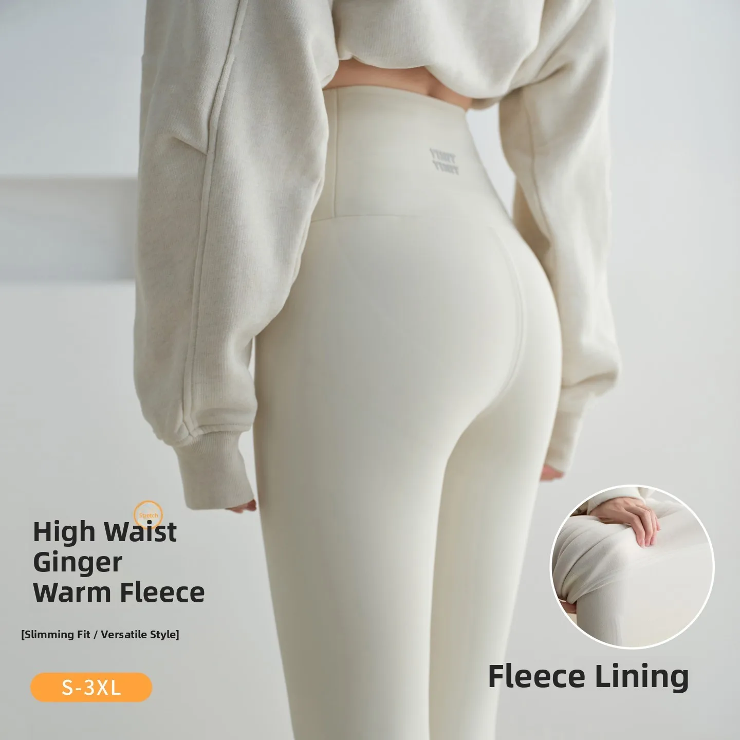 Pantaloni da yoga a vita alta Thiened Fce Arkskin Capispalla autunno inverno da donna Pantaloni caldi a strati di base attillati Addome bianco Co...