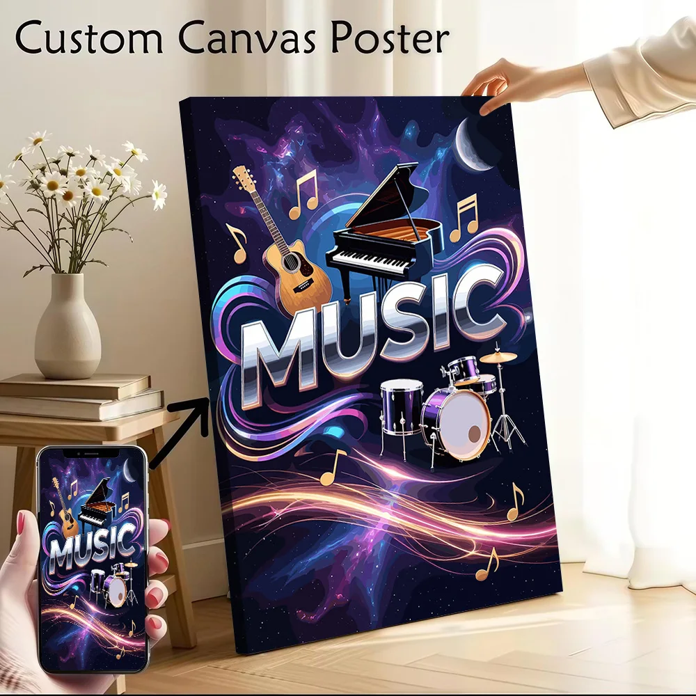 Cosmic Music Montage Canvas Poster Customizable Pictures Wall Art Canvas Painting for Gamer Decoration Living Room Wand Deko