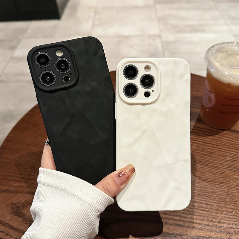 Funda de teléfono con patrón plegable suave, carcasa de silicona para iPhone 16, 11, 12, 13, 14, 15 Pro Max, X, Xs, XR Max, 8, 7 Plus, SE 2020