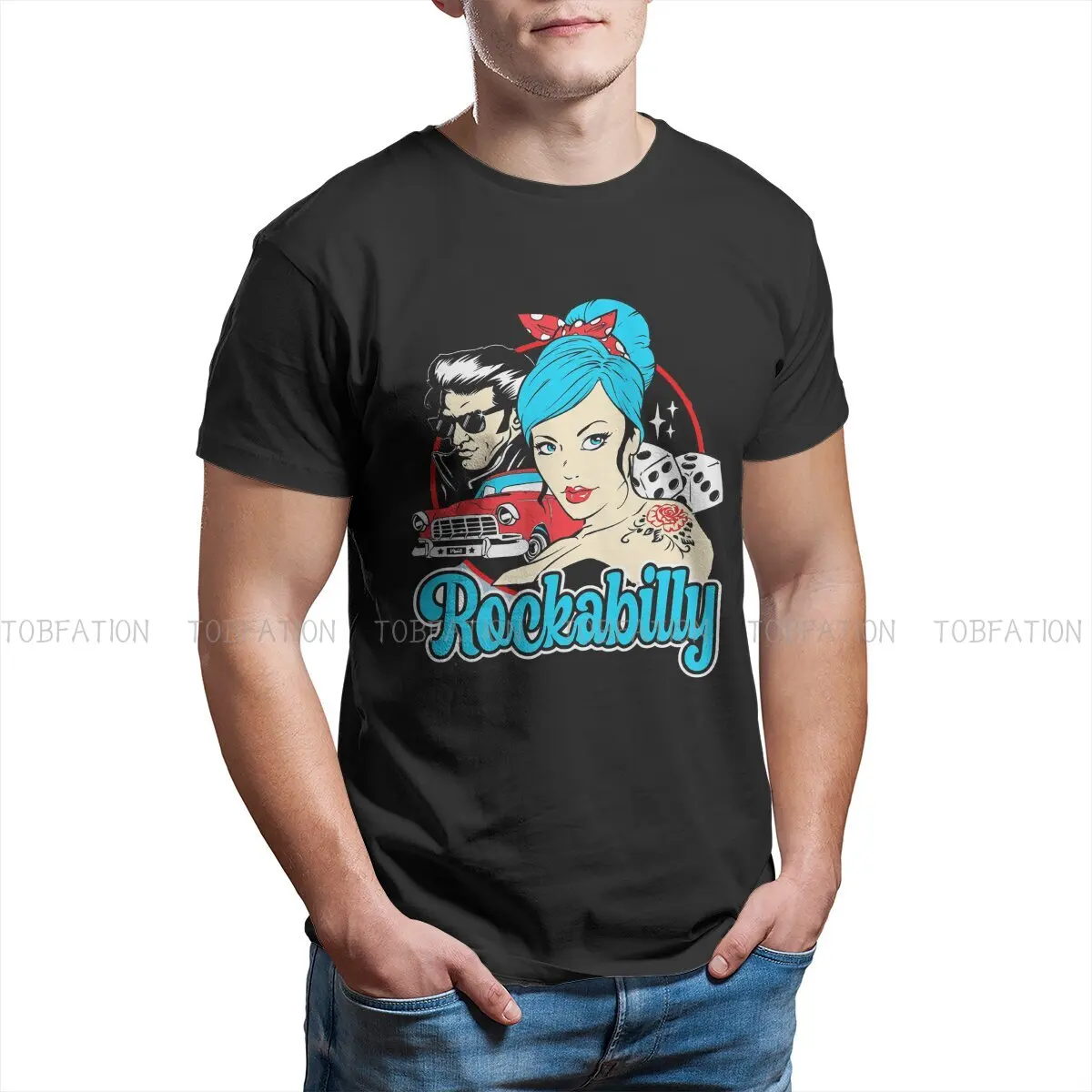 Camisetas de poliéster con estampado Rockabilly Pin Up para hombre y niña, ropa de talla S-6XL, estilo calcetín Hop de los años 50, Rock and Roll
