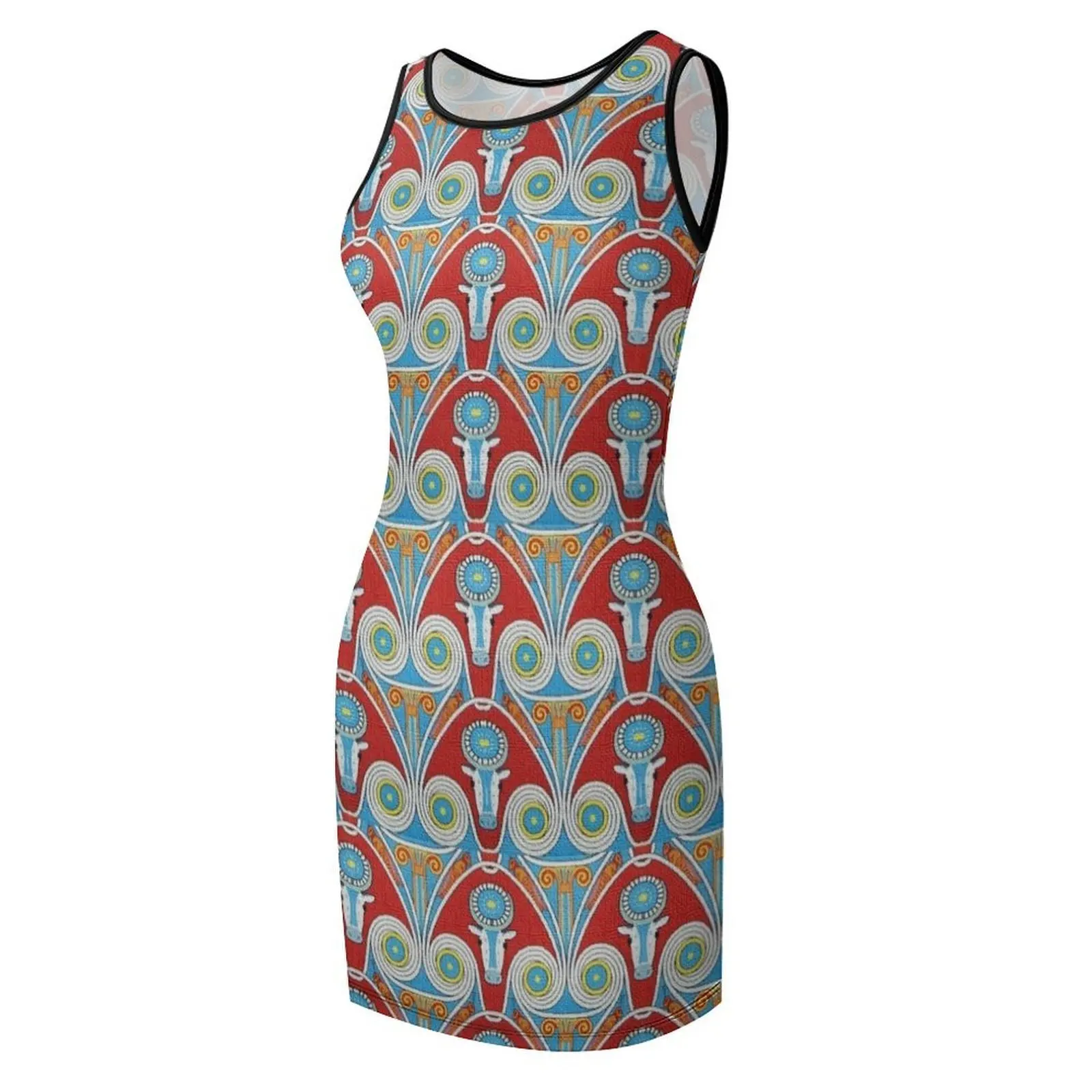 فستان صيفي منسوج على الطراز المصري القديم APIS BULL بدون أكمام فستان مثير فساتين أنيقة بمقاسات كبيرة فساتين صيفية للسيدات 2025