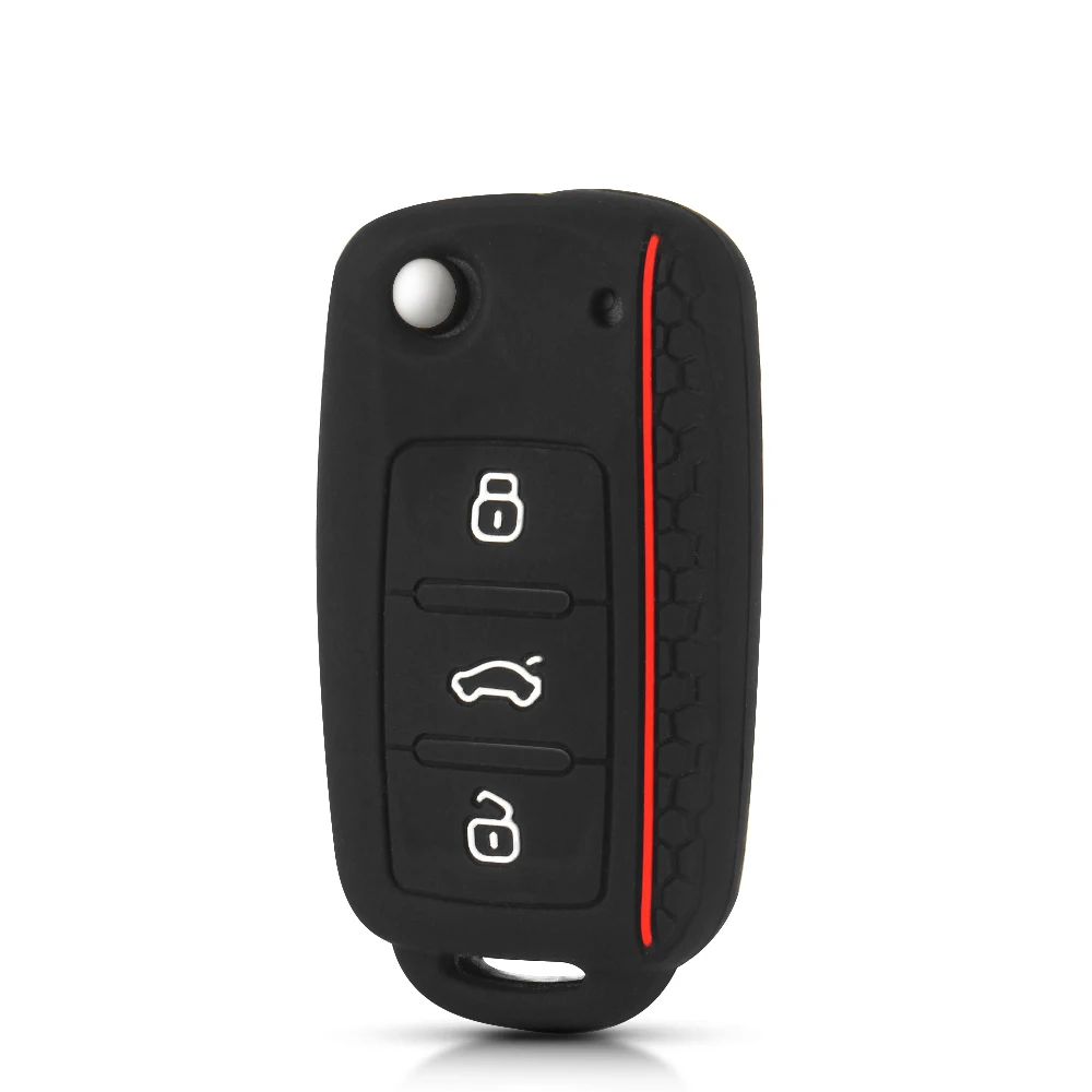 KEYYOU Key Rings For Volkswagen VW POLO Bora Beetle Tiguan Passat B5 B6 Golf 6 MK5 MK6 Silicone Key Case keychain