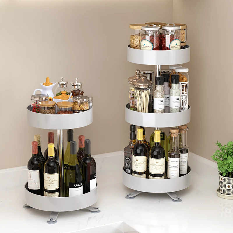 

360 degree rotating seasoning rack kitchen countertop condiments household oil, salt, sauce and vinegar round storage box shelf