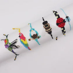 Rice Ball Bracelet  Hand woven  fashion  Simplicity  animal  originality  parrot  Bohemia  Unisex  Adjustable  Beaded Bracelet