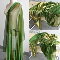 Green Colorful Mesh Fabric Gradient Gold Illusion Designer Soft Fabrics Diy Sewing Dress Wedding Sheer Dress Outfit Light Cloth