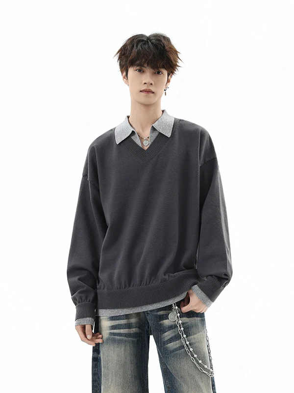 

Мужской свободный вязаный свитер в винтажном стиле, повседневная верхняя одежда с длинным рукавом, термотоп для осени и зимы