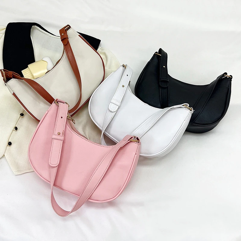 Women Shoulder Bag Luxury Designer Clutch Handbags Solid Color PU Leather Underarm Bag Female Casual Shopper Tote Hobos Bags image 4