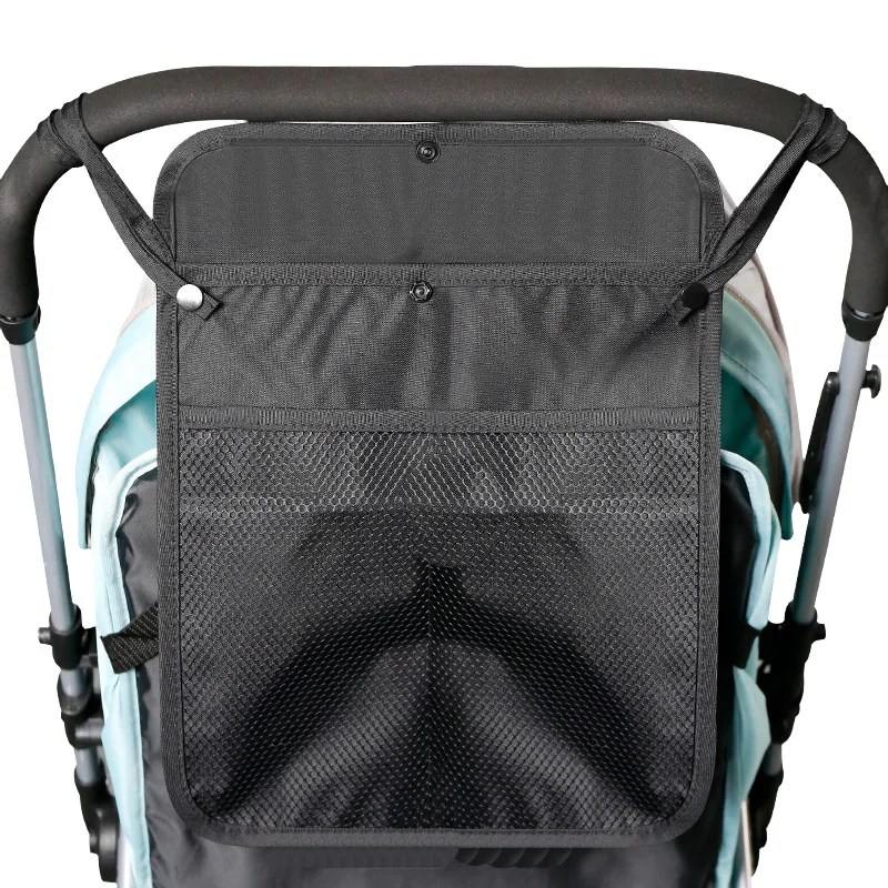 Baby-Kinderwagen-Aufbewahrungstasche mit großer Kapazität, doppelten Taschen, Organizer für Mütter, Netztaschen, tragbare Hängetasche für den Kinderwagen im Freien. – Detail 3