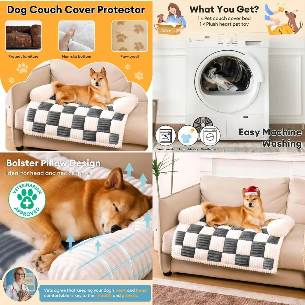 

Моющийся плюшевый чехол для дивана для собак, кремовый квадратный плед, защита для мебели для домашних животных, уютный коврик для дивана для кошек и собак, черный