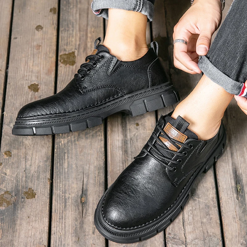

Designer Brand Men's Oxford Shoes Thick Soled Wear-resistant Workwear Shoes Retro Trendy Men's Business Leather Shoes