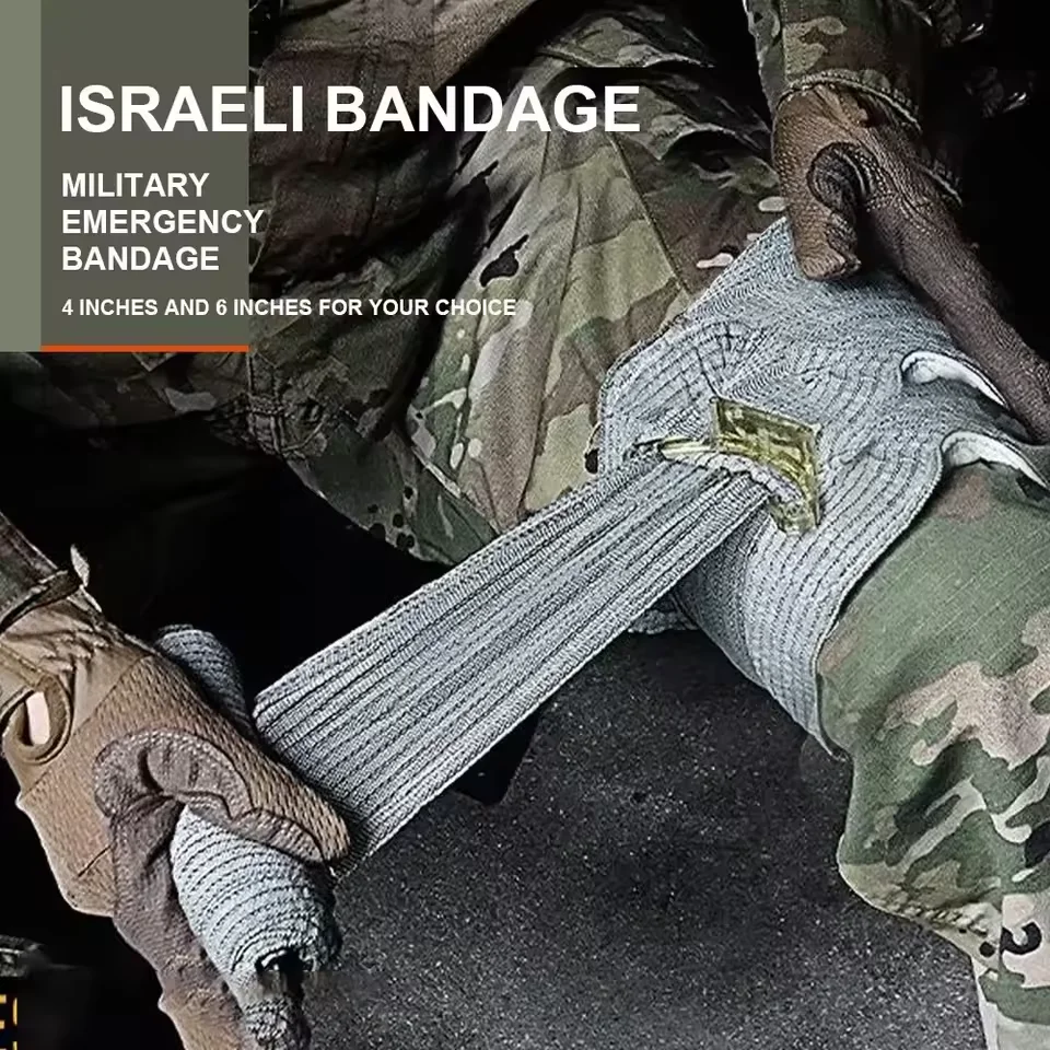 

4/6 Inch Israeli Bandage Wound Dressing Emergency Compression Bandage Military Medical Trauma Hemostatic Wrap Tactical First Aid