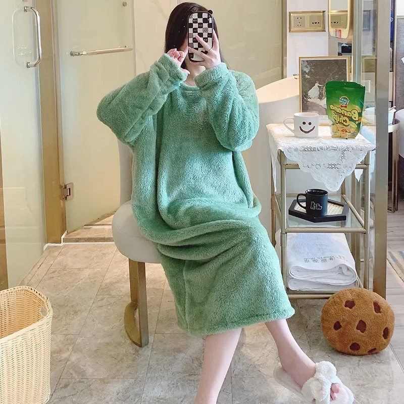 Women's Long Sleeve Jacquard Plush Pajama Set Autumn Winter Sweet Style Mid Length Sleepwear Plus Size Home Clothes Outer Wear