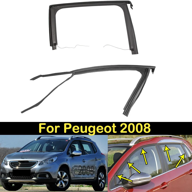 DECHO Original Door mud groove For Peugeot 2008 Car Window Upper Rubber Strip Sealing Door Glass Lifter Guide Groove Mud Trough