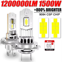 H7/H4 Headlight Bi LED Bulbs for Car CANBUS 6500K 1500W High Power Auto Lights Mini Wireless Turbo Fan Automobile LED Headlamp