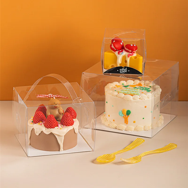 

2/3/4/5/6 Inch Birthday Cake, Dessert Packaging Box Mini Dessert Puff Box Transparent Portable Cake Box 10/20/30 Pieces