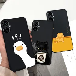 귀여운 오리 고양이 블랙 매트 액체 실리콘 하우징, 커버 Tecno Camon 19 Neo 케이스, CH6i 6.8 인치