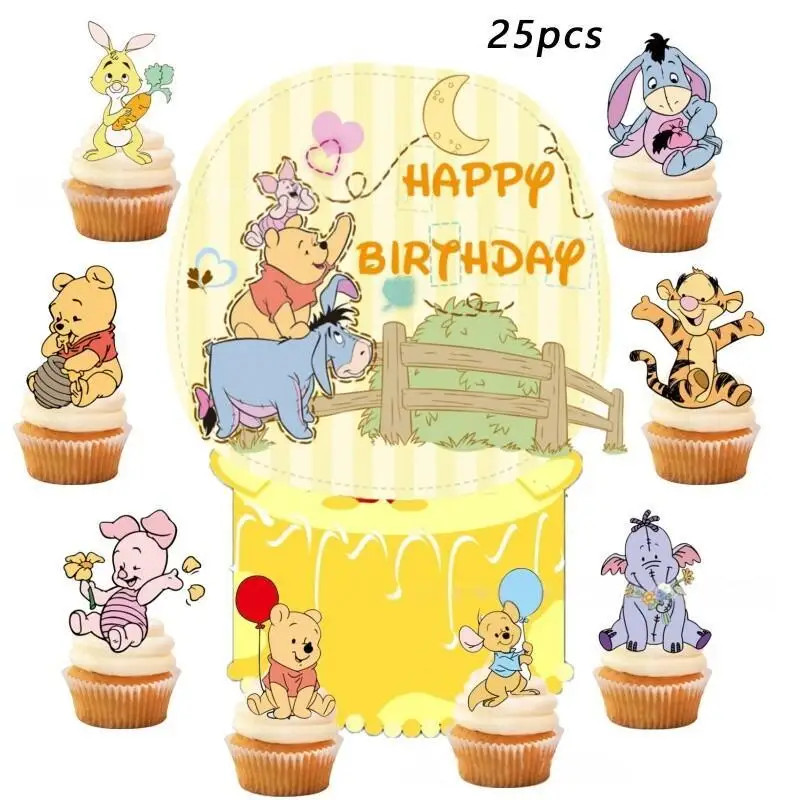 New Winnie the Pooh Cupcake Toppers Winnie the Pooh Birthday Decorations Winnie the Pooh Theme Party Supplies