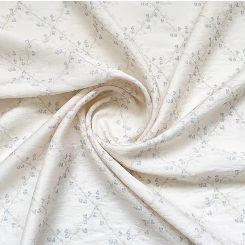 

Rhombic small flower traditional Chinese style digital printed fabric chiffon fabric cheongsam dress top Hanfu fabric