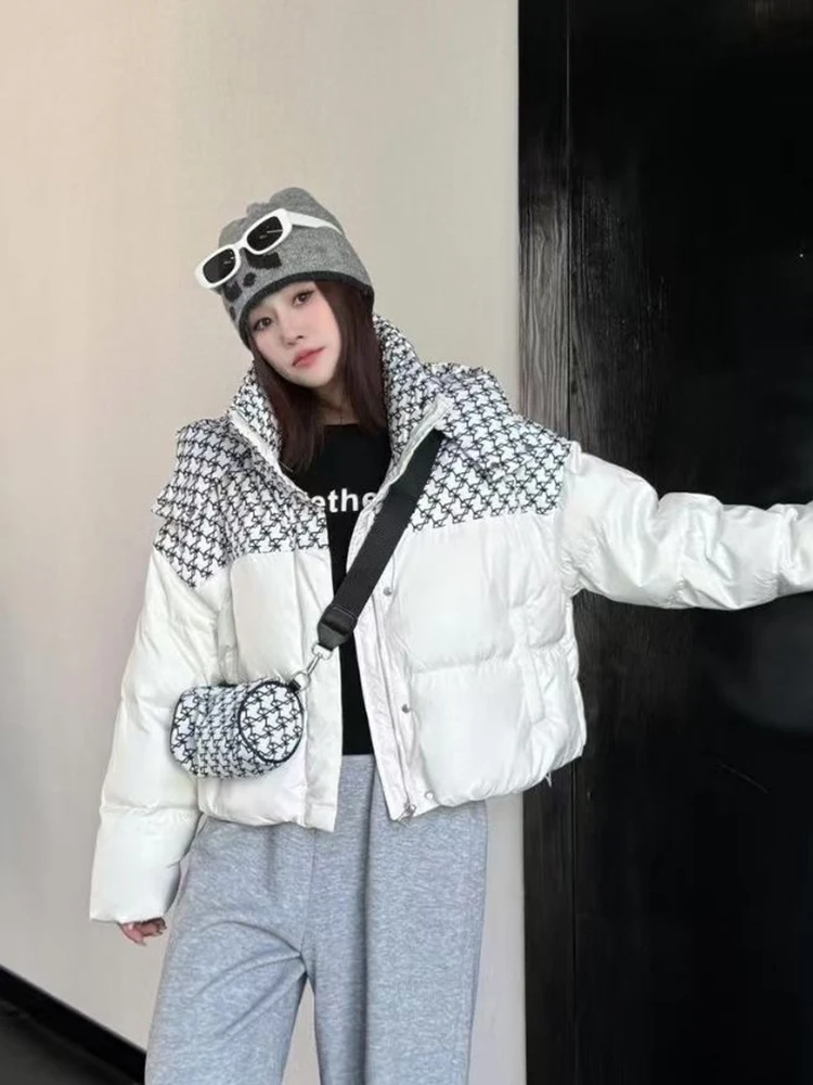 

Winter with Backpack Spliced Hooded Down Jackets Women White Duck Down Versatile Warm Jacket Female Thick Quilted Parka Outwears