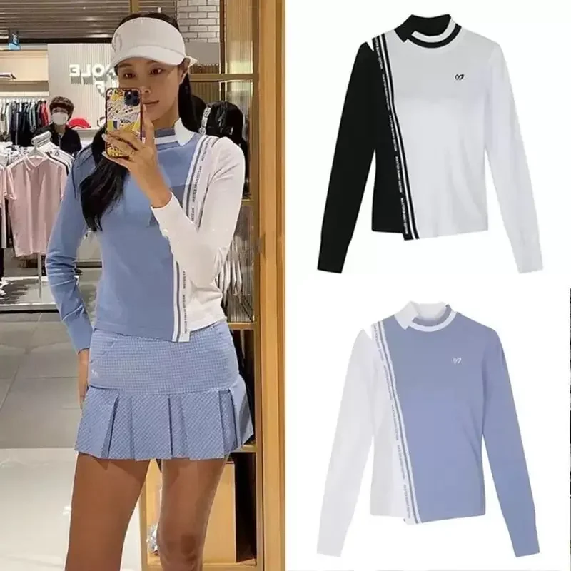 2026Authentic Korean autumn and wintergolfclothing women's long sleeved slim fit and breathable quick drying elastic golf top