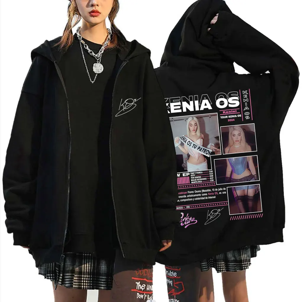 

Singer Kenia Os Kenini Tour 2026 Zipper Hoodie Men Women Fashion Pop Music Zip Up Jacket Unisex Fleece Cotton Zip Up Sweatshirt