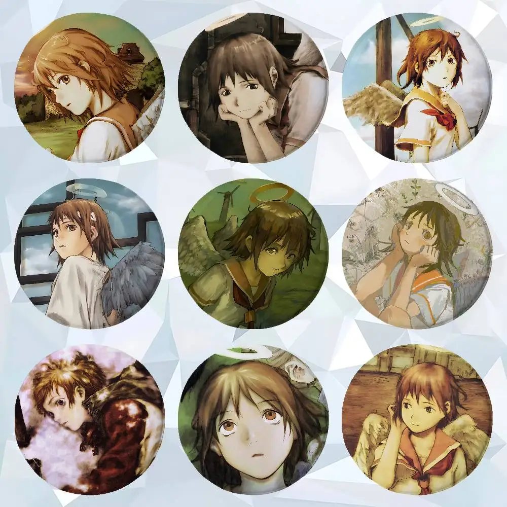 Anime Haibane Renmei Premium Tinplate Round Lapel Pins: Cute Badge Brooches For Shoulder Bag Accessories, Souvenir Gifts