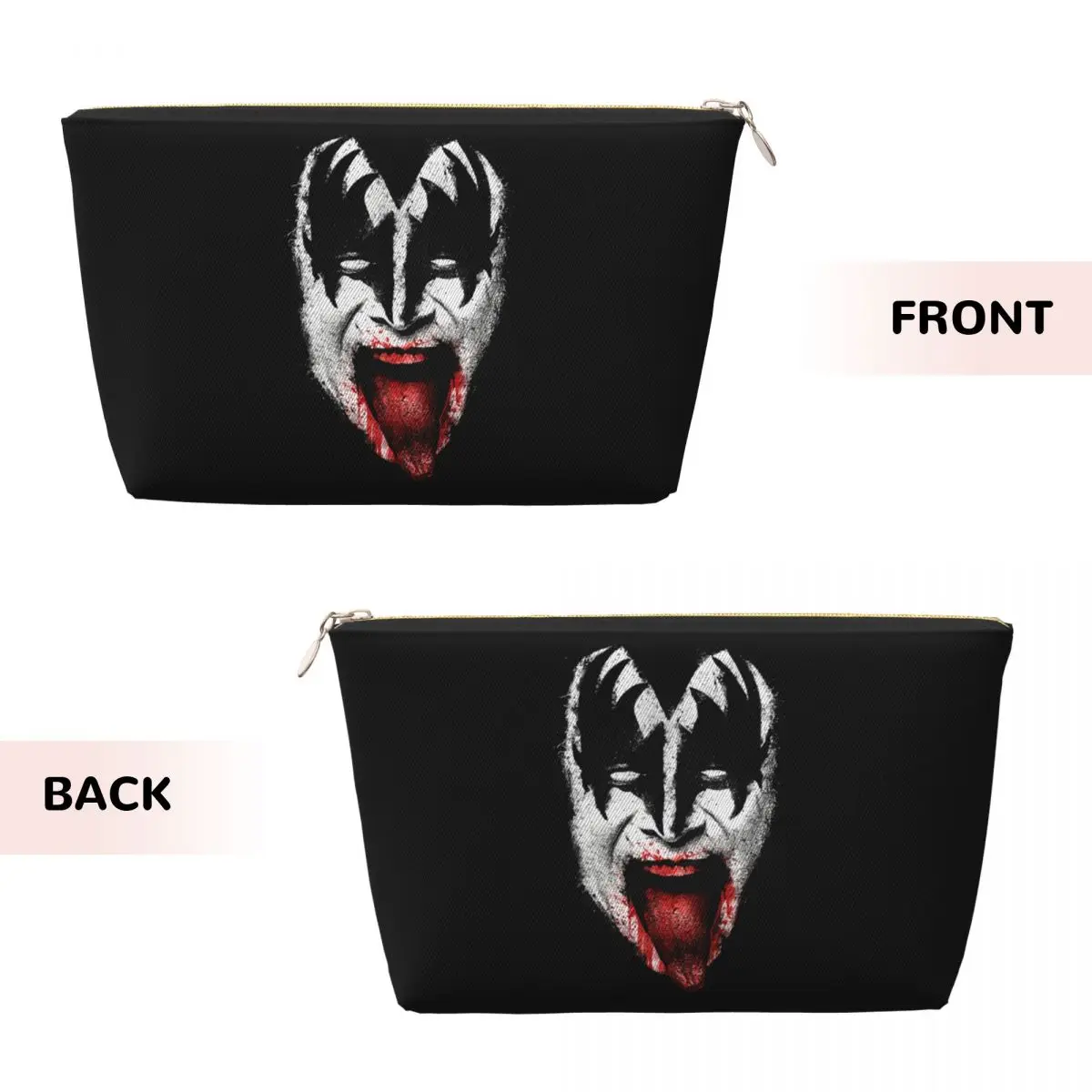 Custom Kiss Rock Metal Band Travel Toiletry Bag for Women Cosmetic Makeup Bag Beauty Storage Dopp Kit