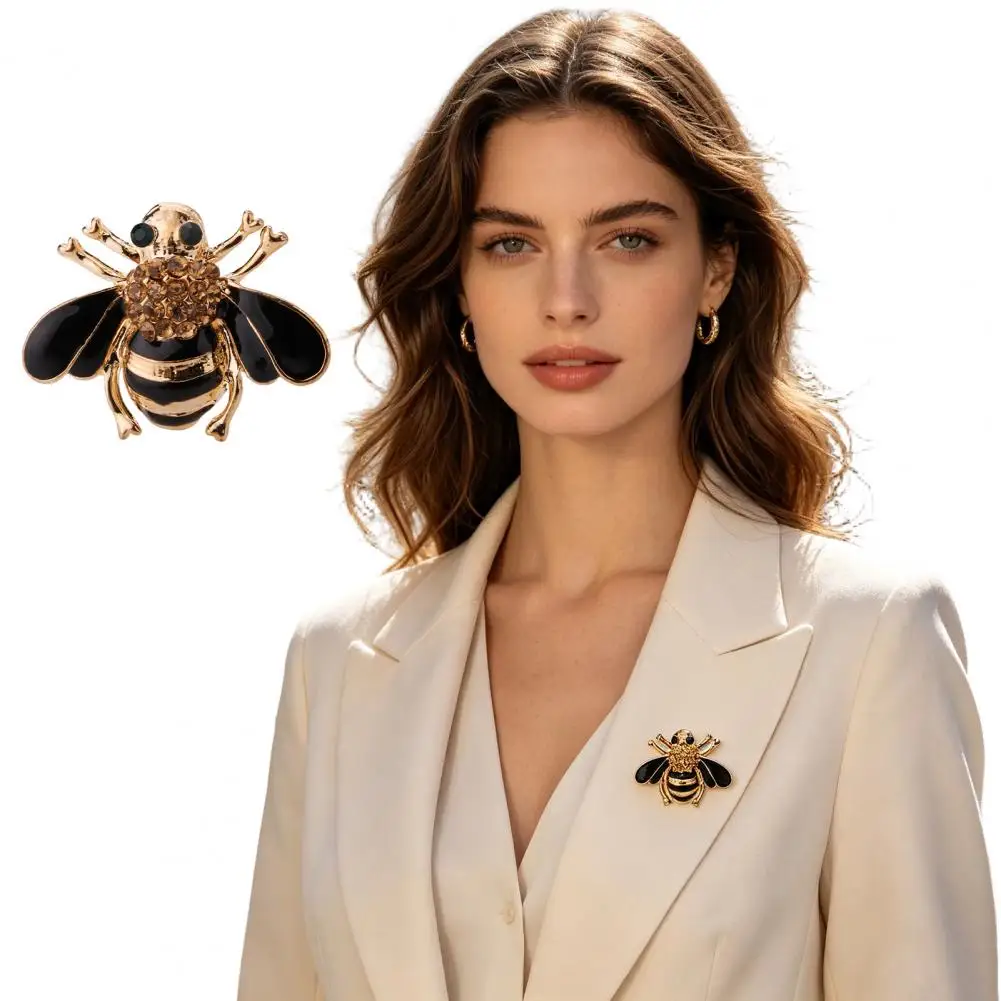 Broche de abeja colorida con esmalte, alas cocidas en horno, esmalte brillante, marco de bisel en tono dorado, cierre seguro, ideal para abrigos, bufandas y bolsos.