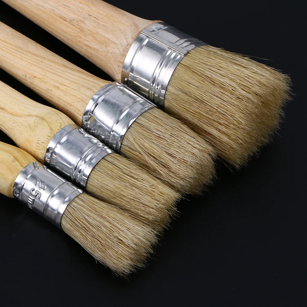 4 Pcs Metal Rub on Transfers for Furniture Wooden Round Chalk and Wax Brush Professional